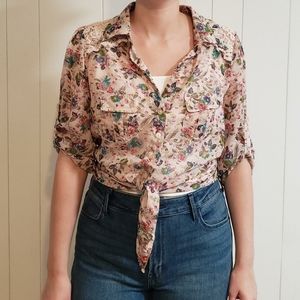 American Rag Cie Floral Tie Front Top
